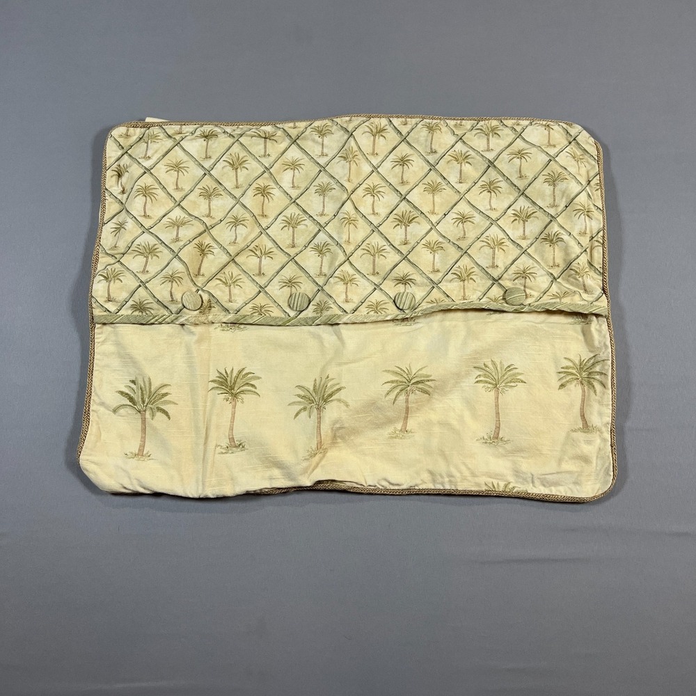 Waverly Tahiti Palm Tree Standard Pillow Shams Beige Embroidered Home Decoration
